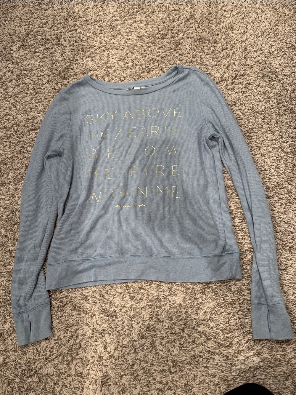 Spiritual Gangster Light Blue Long Sleeve Tee with Gold Lettering